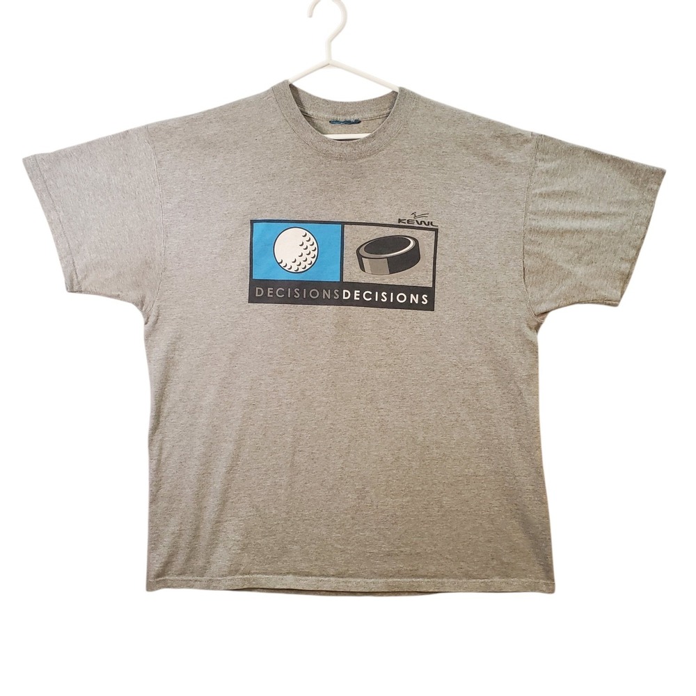 Kewl Decisions Golf Hockey Graphic T-Shirt Mens XXL Gray Vintage 90s Sports Tee